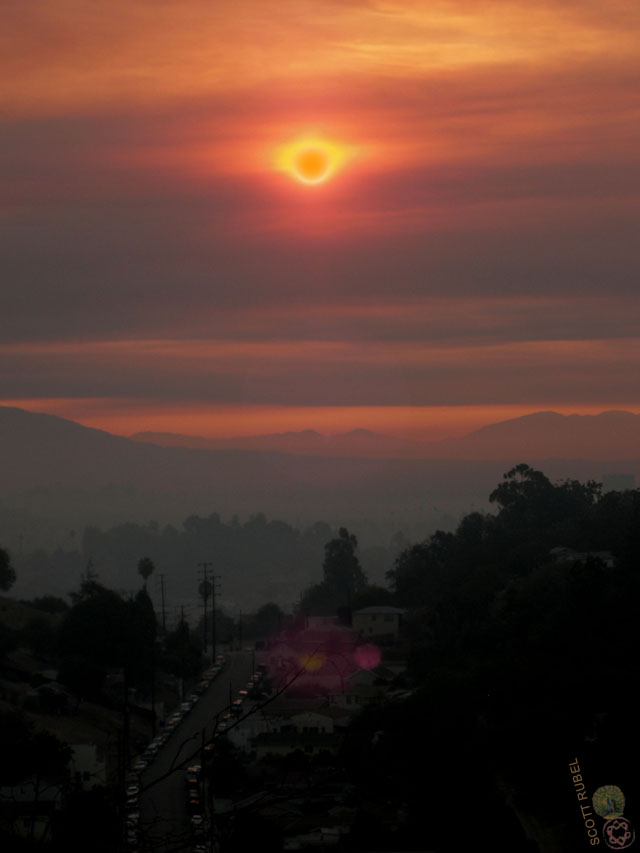 Sunrise over Montecito Heights on the day of the Station Fire.