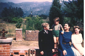 Chris Rubel, Michael, Dorothy, and Dorchen at 861 E. Leadora, Glendora, California, 1945