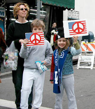 Kids with Peace placards